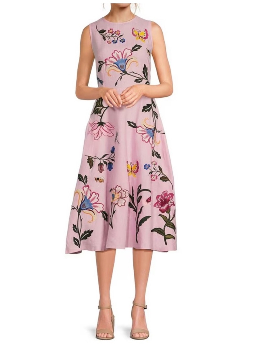 NWT. Title: Fanm Mon Gloriosa Embroidered Linen Midi Dress XS P2P